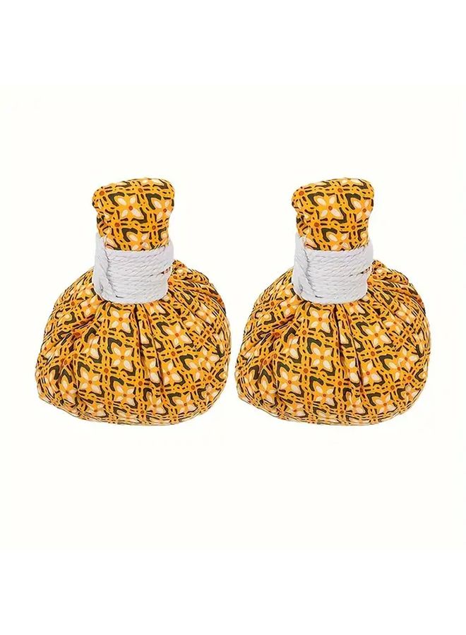 2pcs Portable Mugwort Massage Balls Alcohol Free Full Body Relaxation Tool Floral Pattern - Image 5